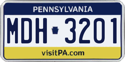 PA license plate MDH3201