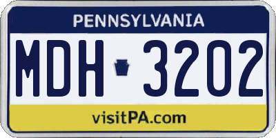 PA license plate MDH3202