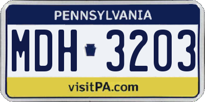 PA license plate MDH3203