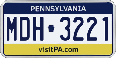 PA license plate MDH3221