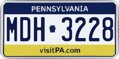 PA license plate MDH3228