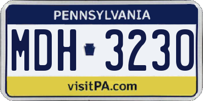 PA license plate MDH3230