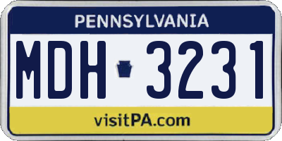 PA license plate MDH3231