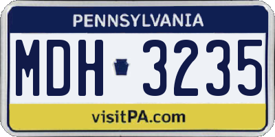 PA license plate MDH3235