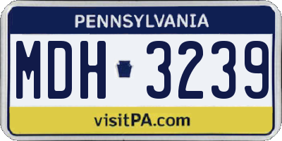 PA license plate MDH3239