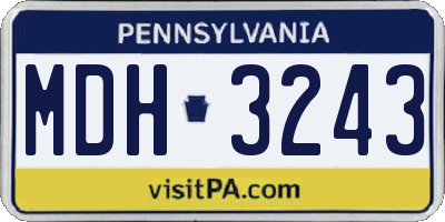 PA license plate MDH3243
