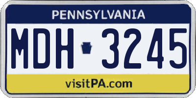 PA license plate MDH3245