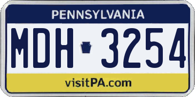PA license plate MDH3254