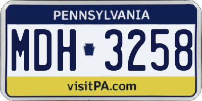 PA license plate MDH3258