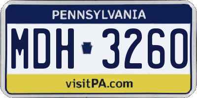 PA license plate MDH3260
