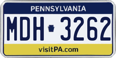 PA license plate MDH3262