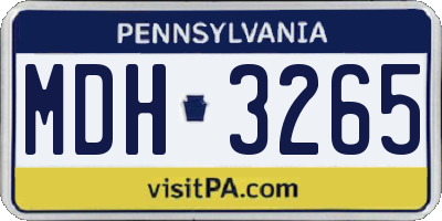 PA license plate MDH3265