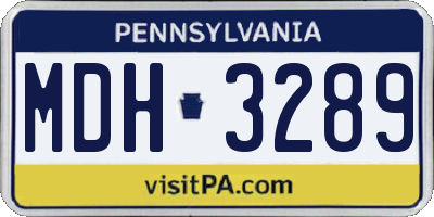 PA license plate MDH3289