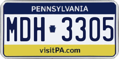 PA license plate MDH3305