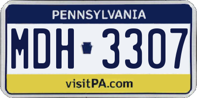 PA license plate MDH3307