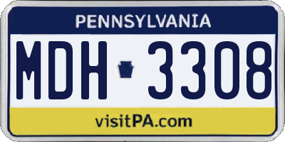 PA license plate MDH3308