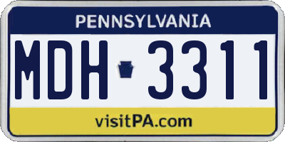 PA license plate MDH3311