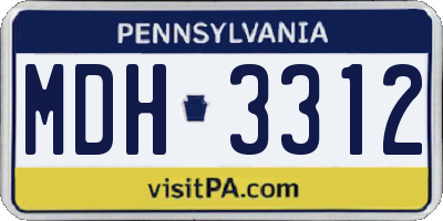 PA license plate MDH3312