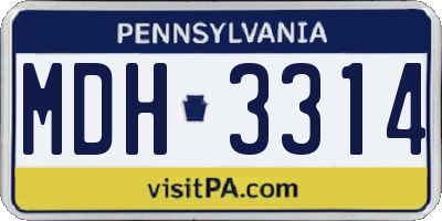 PA license plate MDH3314