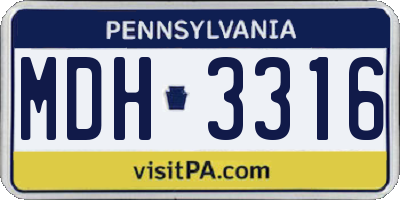 PA license plate MDH3316