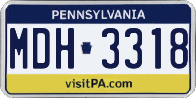 PA license plate MDH3318