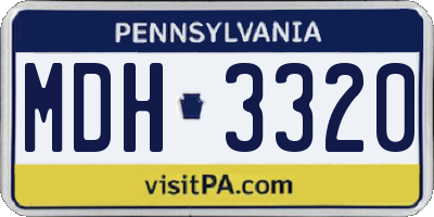 PA license plate MDH3320