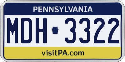 PA license plate MDH3322