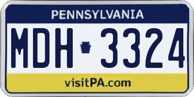 PA license plate MDH3324