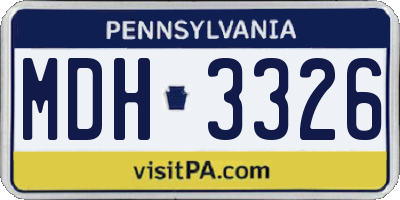 PA license plate MDH3326