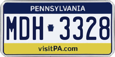 PA license plate MDH3328
