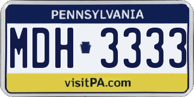 PA license plate MDH3333