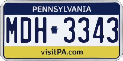 PA license plate MDH3343