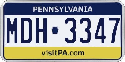 PA license plate MDH3347