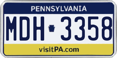 PA license plate MDH3358