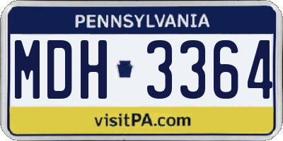 PA license plate MDH3364