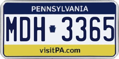 PA license plate MDH3365