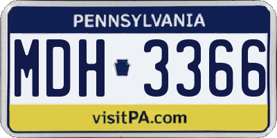 PA license plate MDH3366