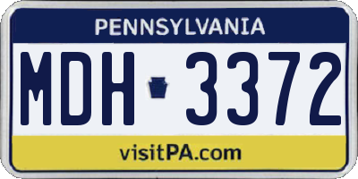PA license plate MDH3372