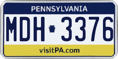 PA license plate MDH3376