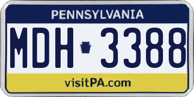 PA license plate MDH3388