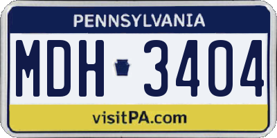 PA license plate MDH3404