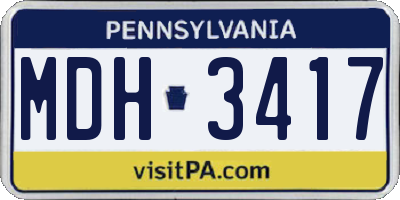 PA license plate MDH3417