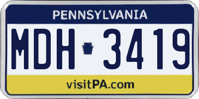 PA license plate MDH3419