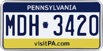 PA license plate MDH3420