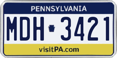 PA license plate MDH3421