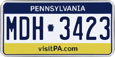 PA license plate MDH3423