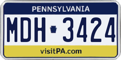 PA license plate MDH3424