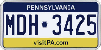 PA license plate MDH3425
