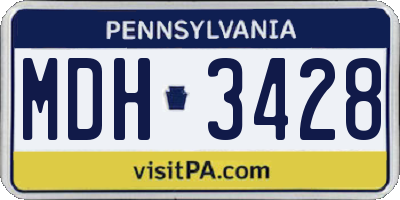 PA license plate MDH3428