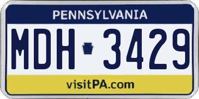 PA license plate MDH3429